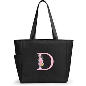 Personalized Beach Tote Bag Black-d